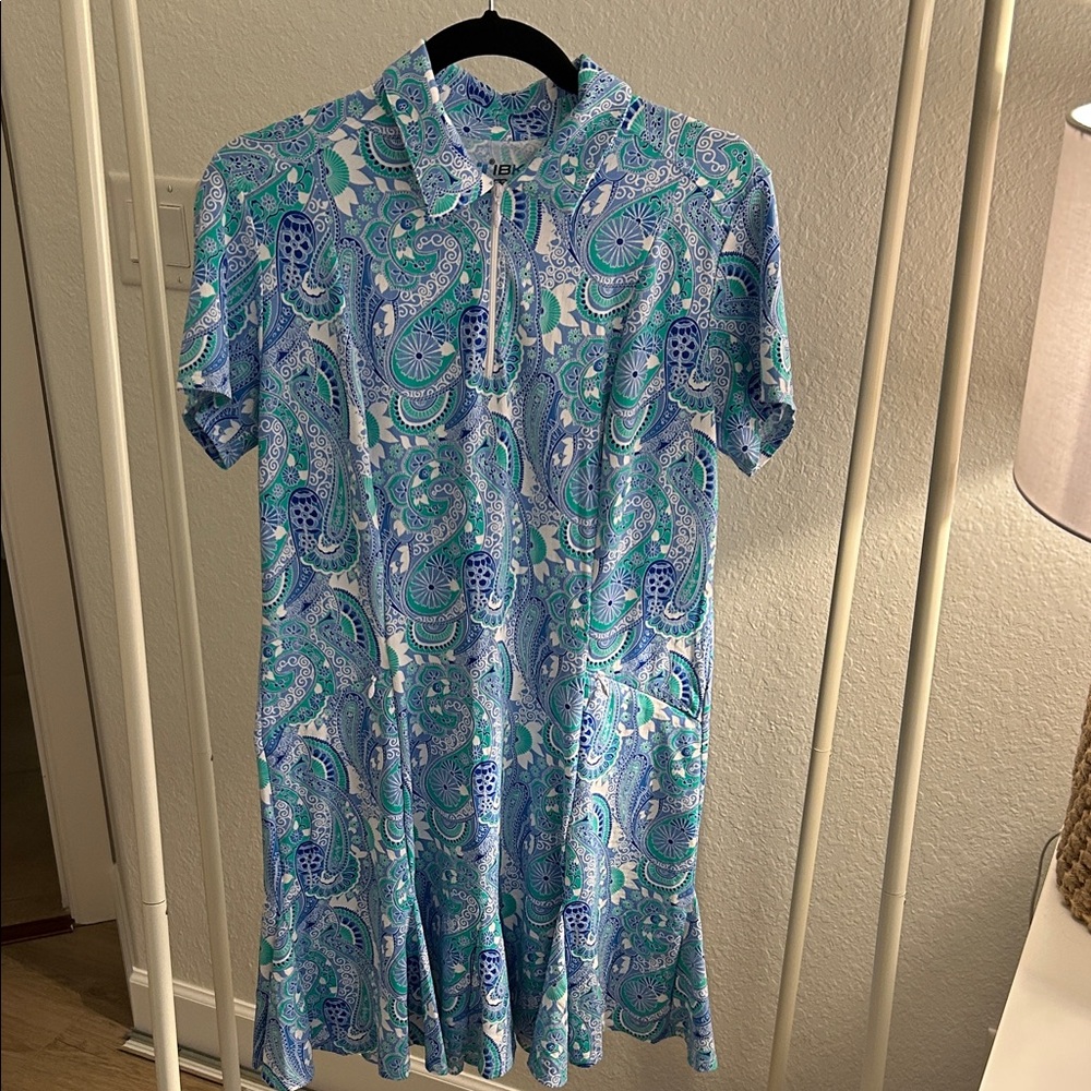 IBKUL Green and Blue Paisley Polo Golf/ Tennis Dress